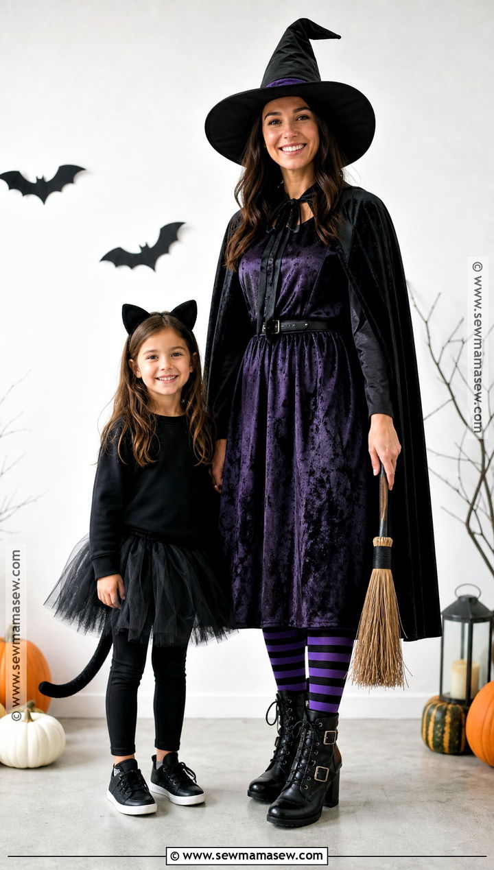 Witch And Black Cat Mom And Daughter Costume - 35 mom and daughter halloween costumes