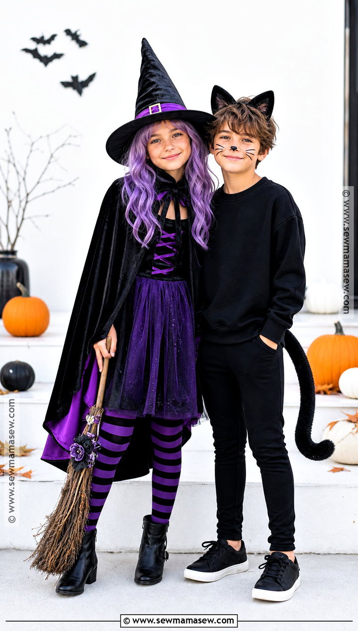 Witch And Black Cat Sibling Costume - 35 sibling costume ideas