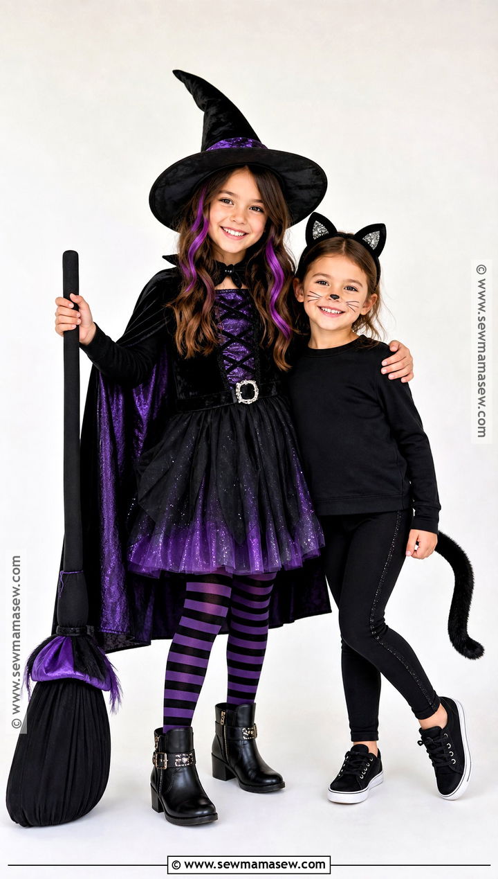 Witch And Black Cat Sibling Costume - 40 sibling halloween costumes