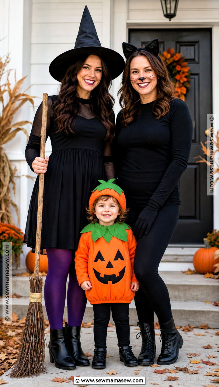 Witch Cat And Pumpkin Costume - 30 3 Family Halloween Costumes