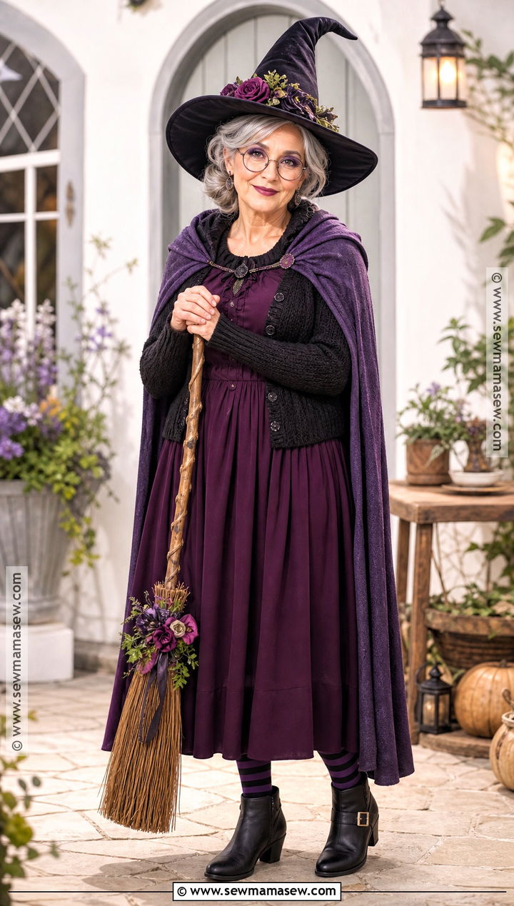 Witch Grandma Costume With Purple Cape - 40 grandma costume ideas