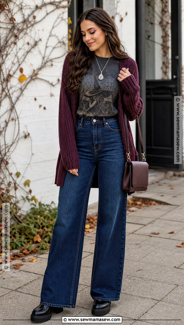 Witch Halloween Shirt With Wide Leg Jeans - 35 Halloween Shirt Ideas