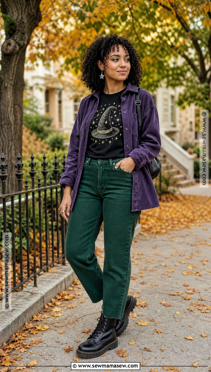 Witch Hat Halloween Shirt With Green Jeans - 35 Halloween Shirt Ideas