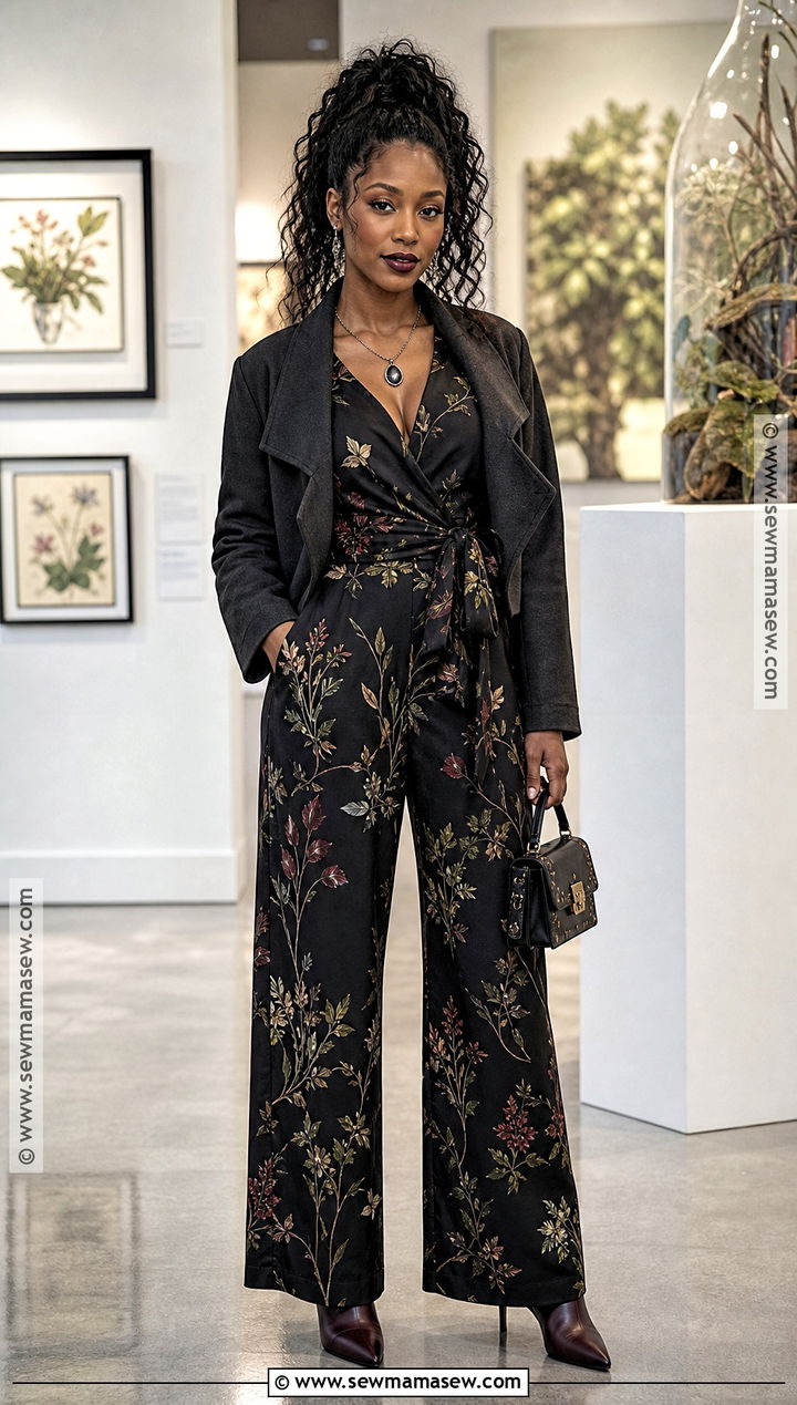 Witch Outfit With Floral Jumpsuit - 50 witch outfit ideas