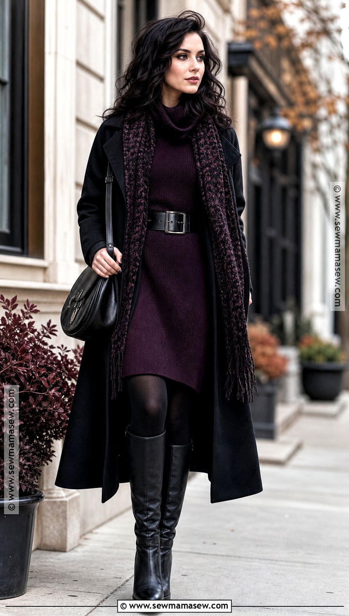 Witch Outfit With Sweater Dress And Boots - 50 witch outfit ideas