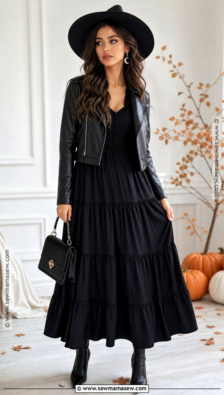Witchy Black Maxi Halloween Outfit - 50 halloween outfits
