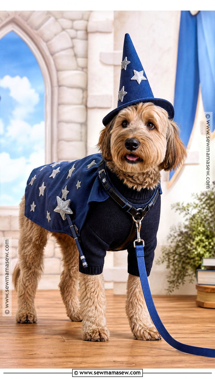 Wizard Dog Costume With Star Cape - 35 dog costume ideas