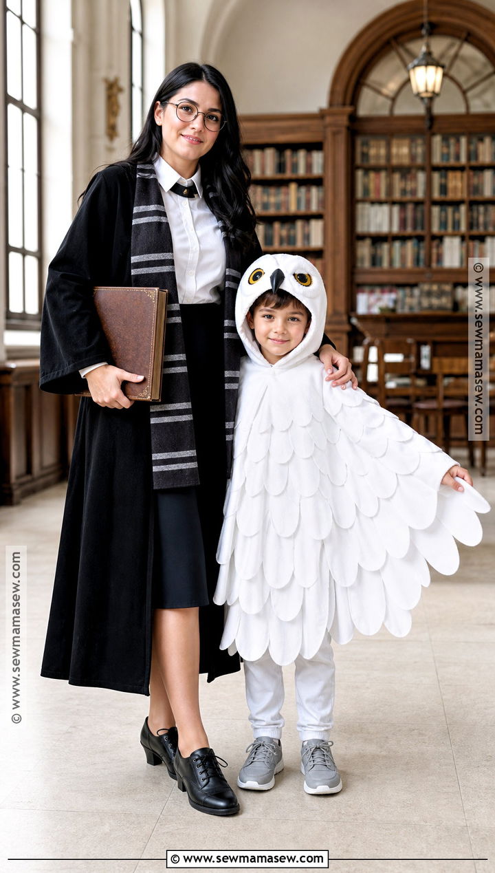 Wizard Student And White Owl Costume - 30 mother son halloween costumes
