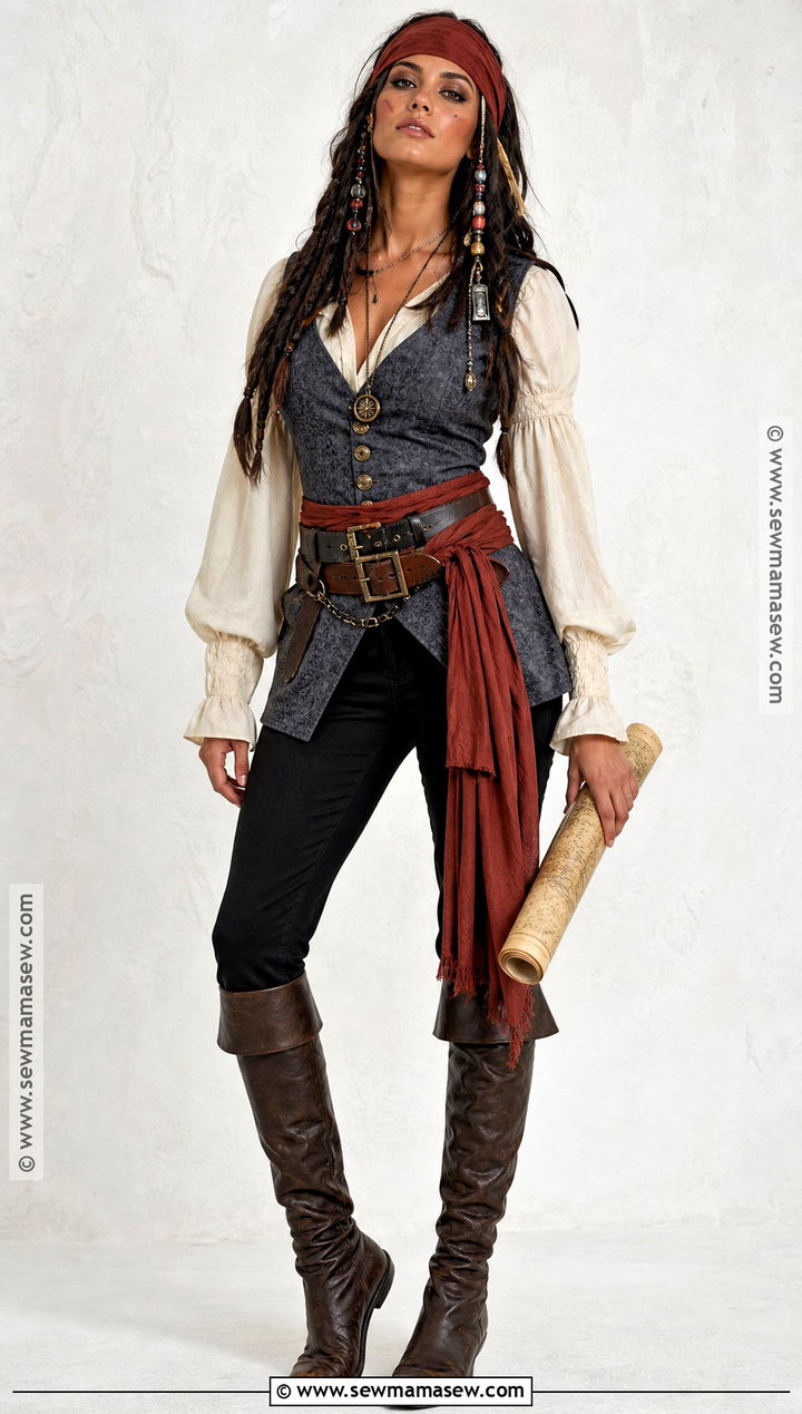 Womens Jack Sparrow Costume With Fitted Vest - 30 Jack Sparrow Halloween Costume Ideas