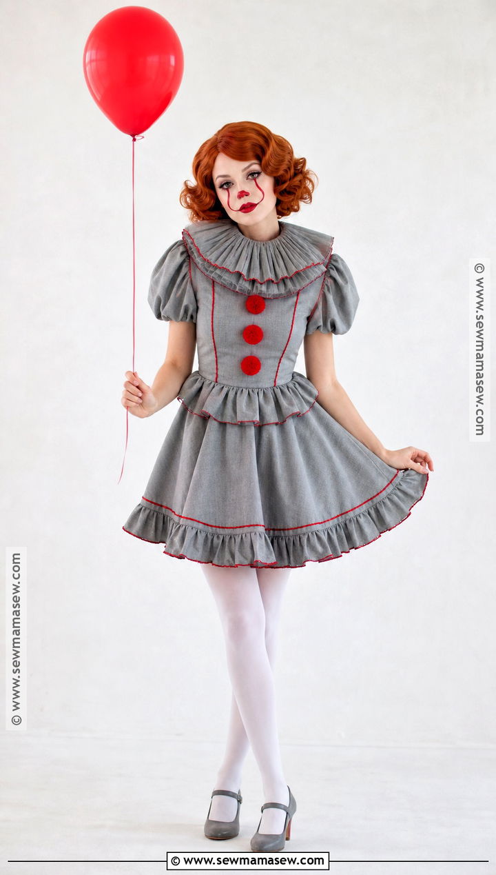 Womens Pennywise Halloween Costume With Ruffled Dress - 35 it halloween costumes