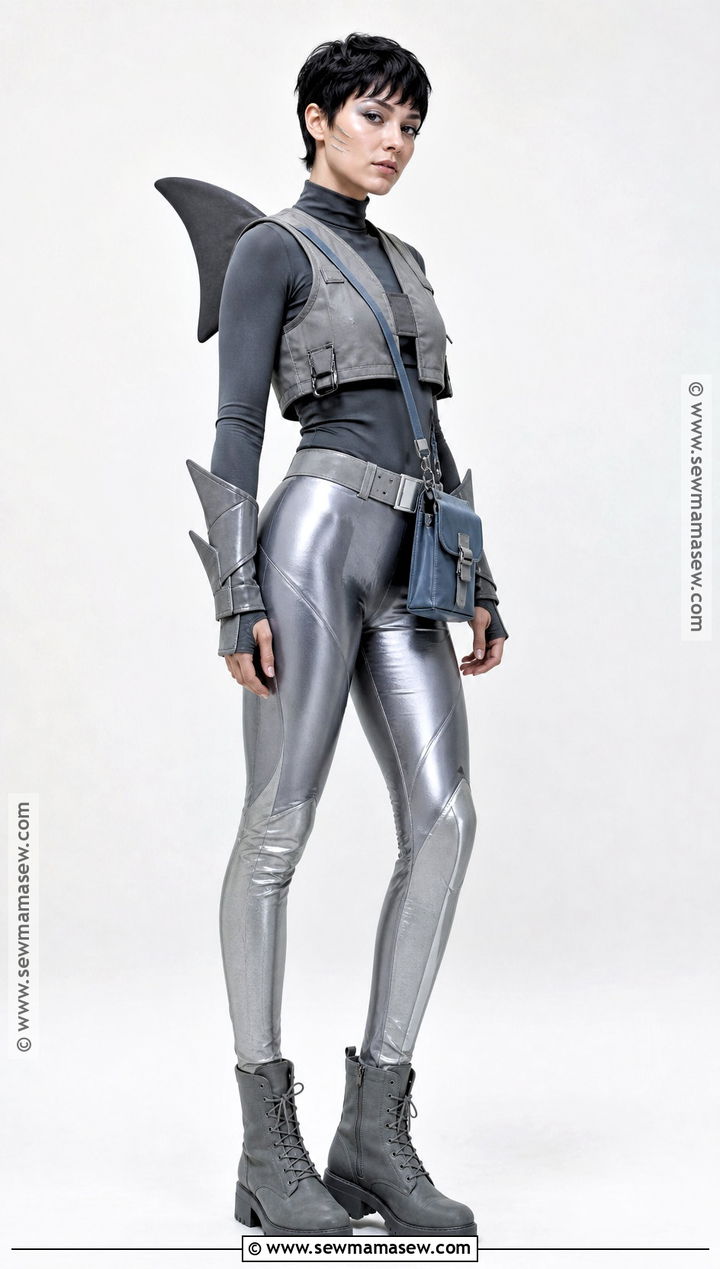 Womens Sharkboy Costume With Silver Leggings - 30 sharkboy costume ideas