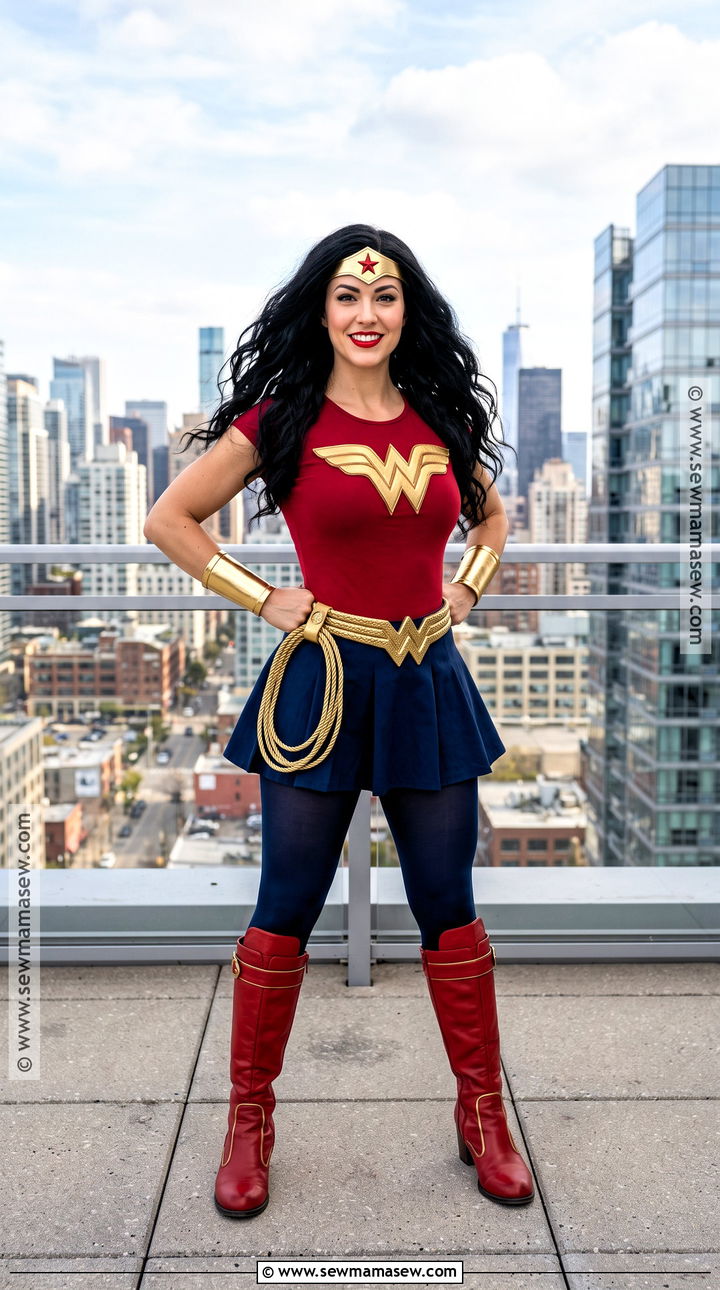Wonder Woman Costume With Blue Skirt - 30 long black hair halloween costumes