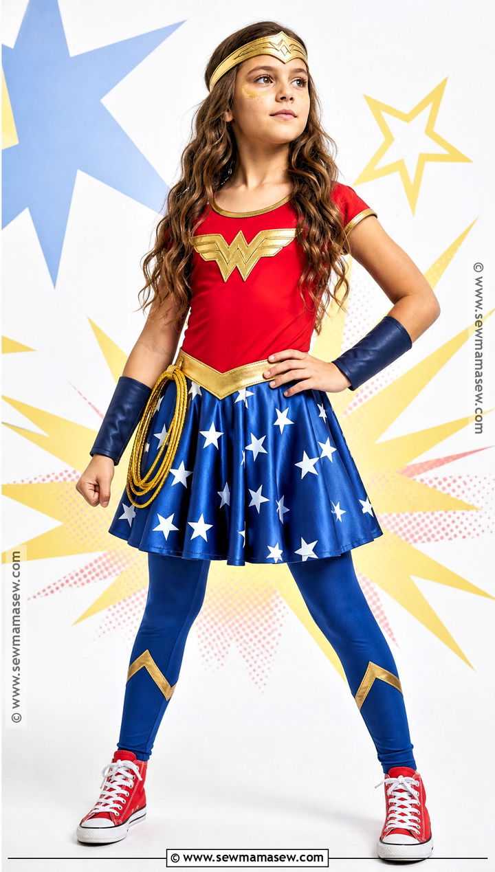 Wonder Woman Costume With Blue Skirt - 40 girls halloween costumes