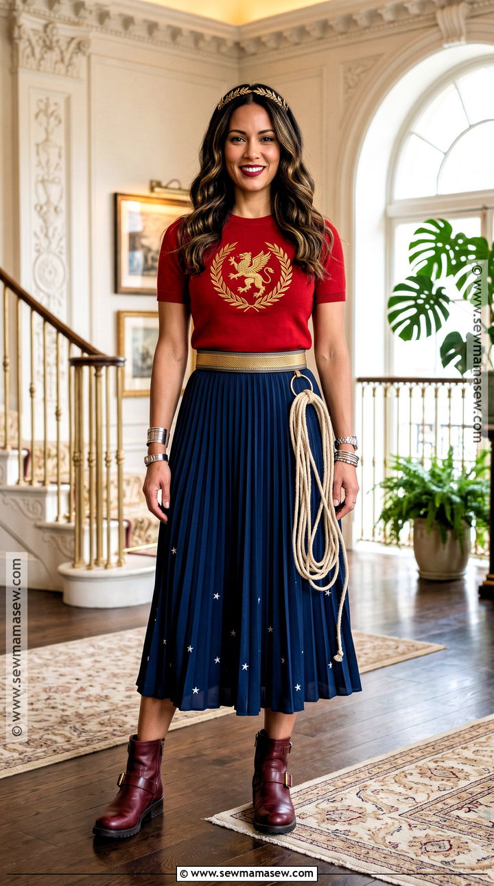 Wonder Woman Costume With Pleated Midi Skirt - 50 wonder woman costume ideas