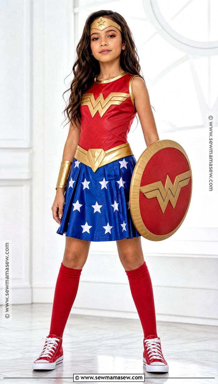 Wonder Woman Costume With Star Skirt - 35 Girl Costume Ideas