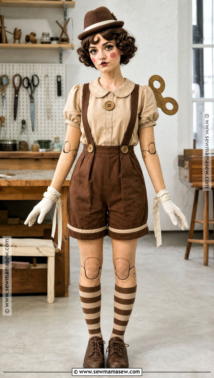 Wooden Puppet Doll Costume - 40 doll halloween costume ideas