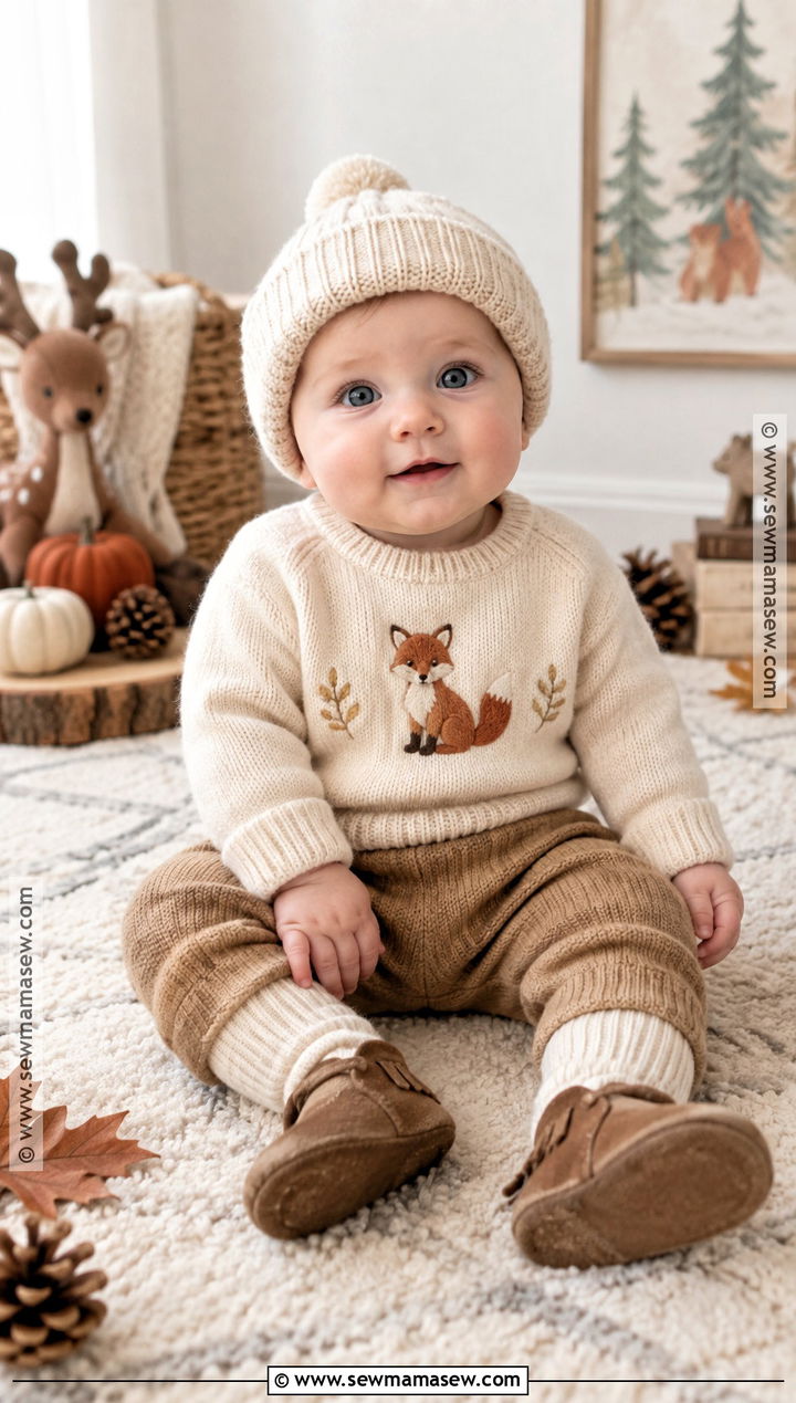 Woodland Animal Sweater Set Outfit - 15 Baby First Thanksgiving Outfit Ideas