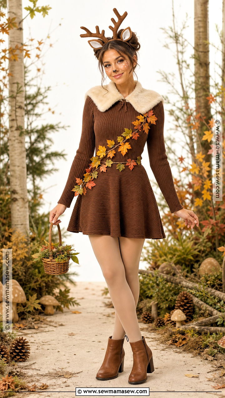 Woodland Deer Costume With Brown Dress - 35 Halloween Costume Ideas for Women