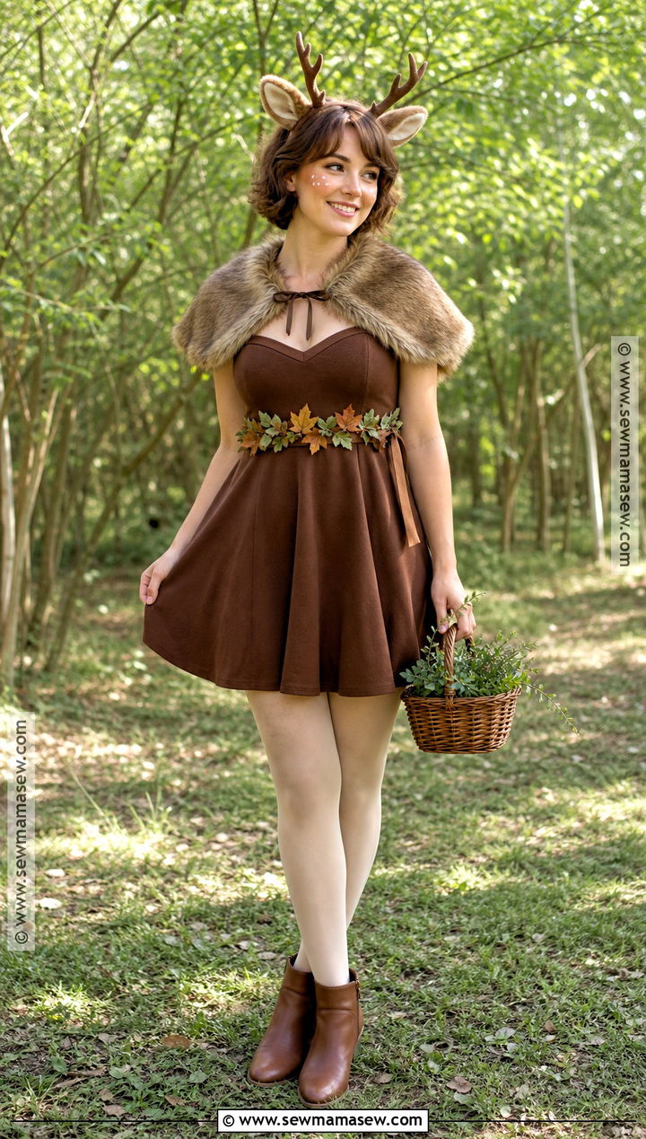 Woodland Deer Costume With Brown Dress - 30 short brown hair costume ideas