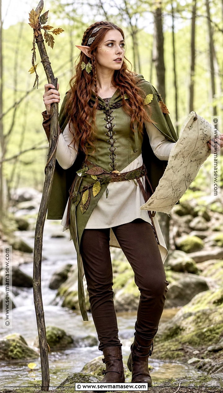 Woodland Elf Costume With Green Cape - 35 Halloween Costume Solo Ideas