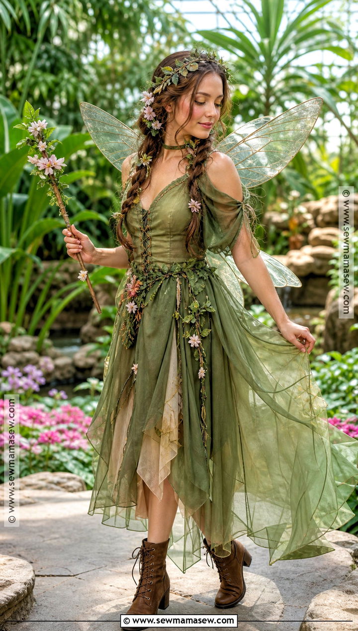 Woodland Fairy Costume With Green Dress - 40 good halloween costumes