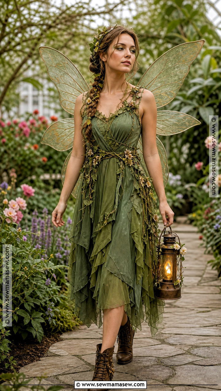 Woodland Fairy Costume With Green Dress - 40 halloween costumes for women
