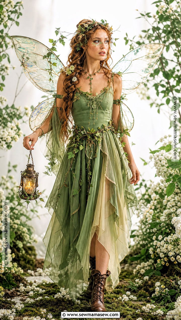 Woodland Fairy Costume With Green Dress - 50 halloween costume ideas