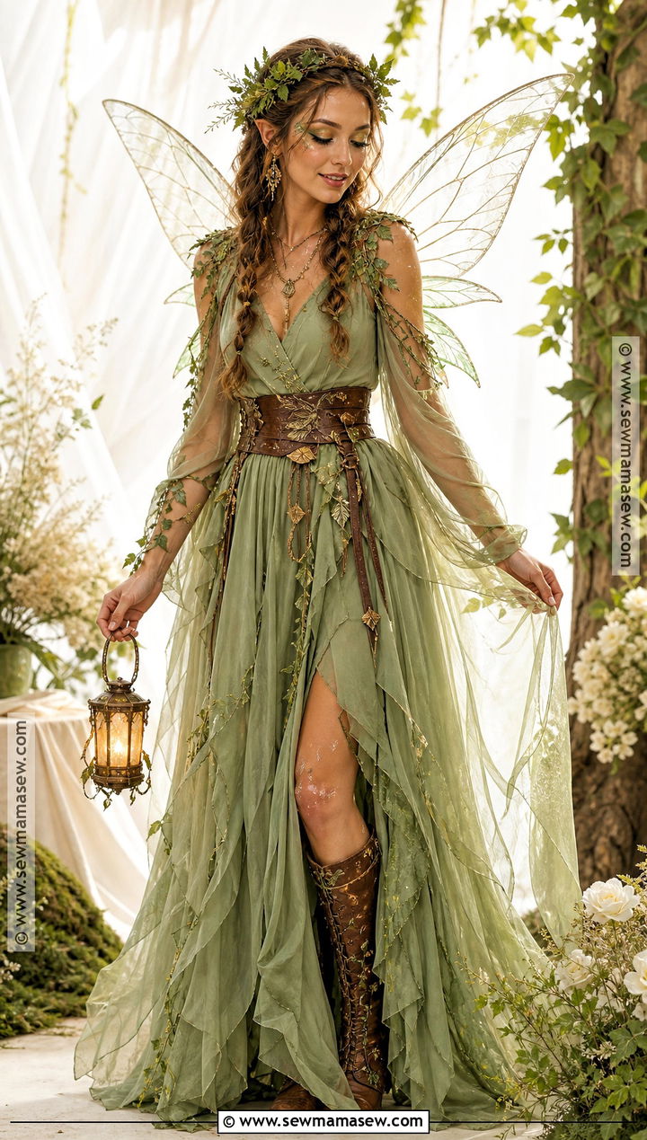 Woodland Fairy Costume With Green Dress - 50 halloween costumes ideas