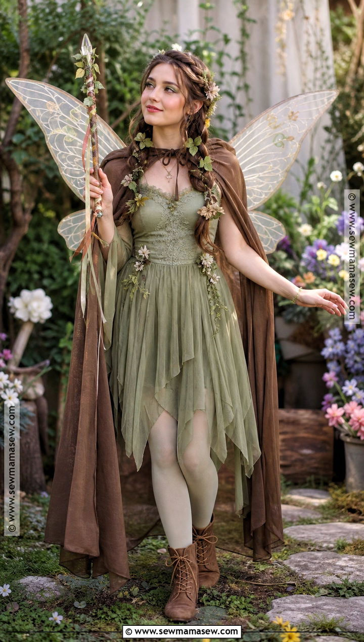 Woodland Fairy Costume With Green Dress - 30 simple halloween costume ideas for women