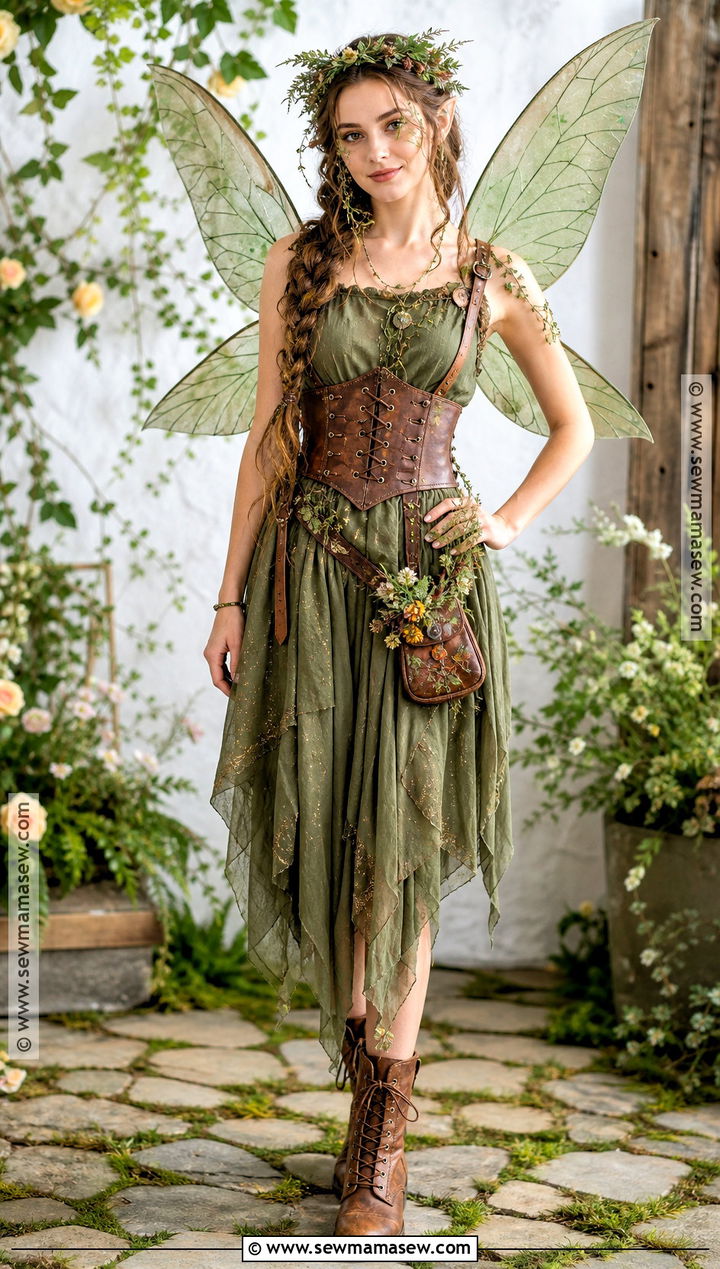 Woodland Fairy Costume With Green Wings - 35 Fantasy Costumes
