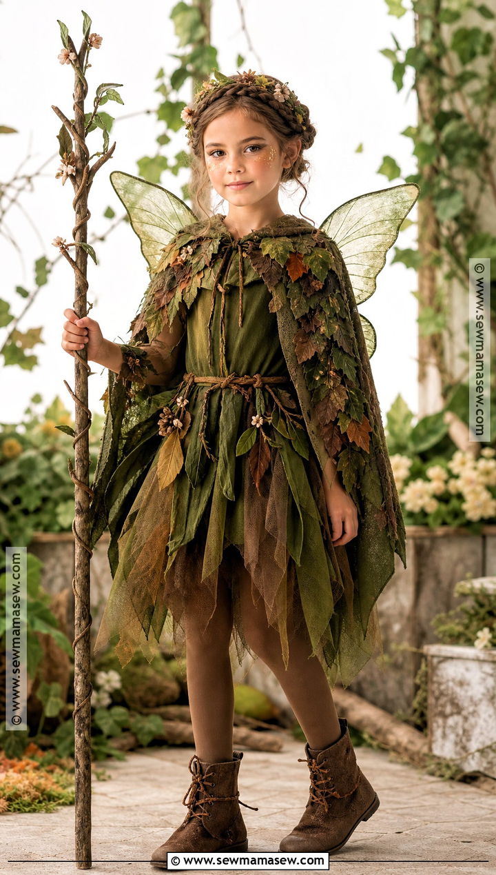 Woodland Fairy Costume With Leaf Cape - 30 Cute Girl Halloween Costumes