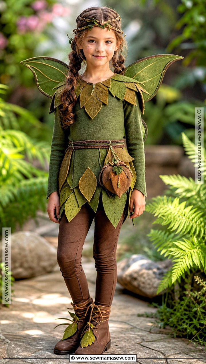 Woodland Fairy Costume With Leaf Wings - 30 kid costume ideas