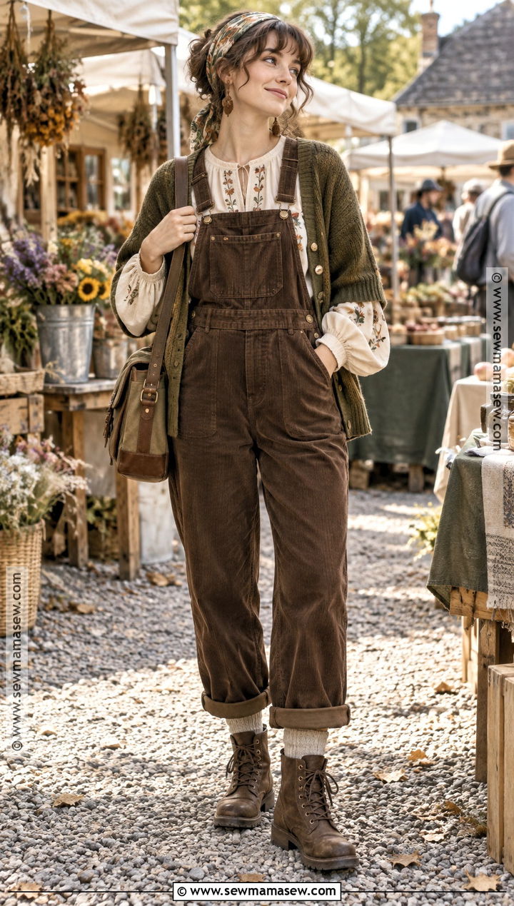 Woodland Fairy Overalls And Blouse Outfit - 15 autumn fairy aesthetic outfits