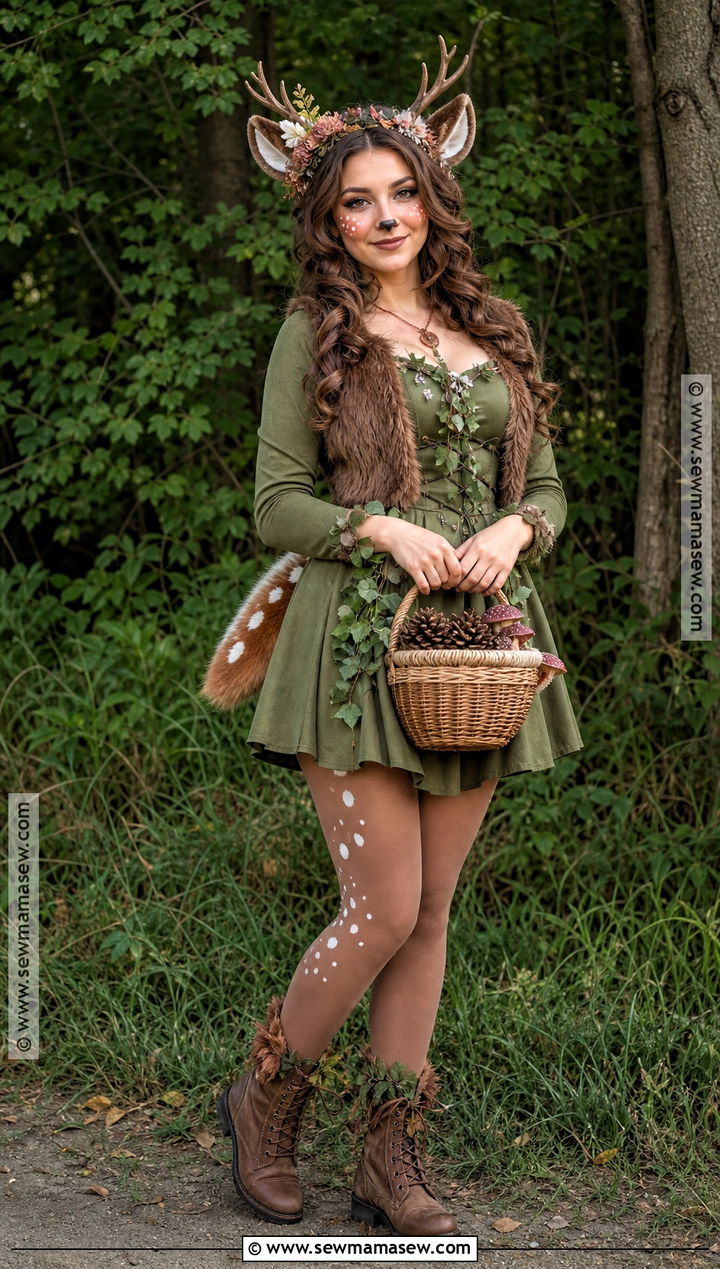 Woodland Fawn Costume With Floral Antlers - 30 fawn halloween costume ideas