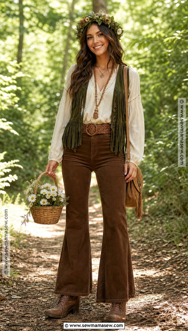 Woodland Hippie Costume With Earth Tone Layers - 45 hippie costume ideas
