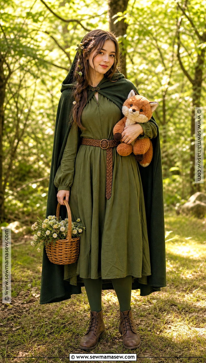 Woodland Princess Costume With Green Cape - 30 princess dress up ideas