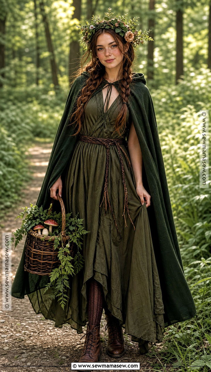 Woodland Princess Costume With Green Cape - 35 Princess Costume Ideas