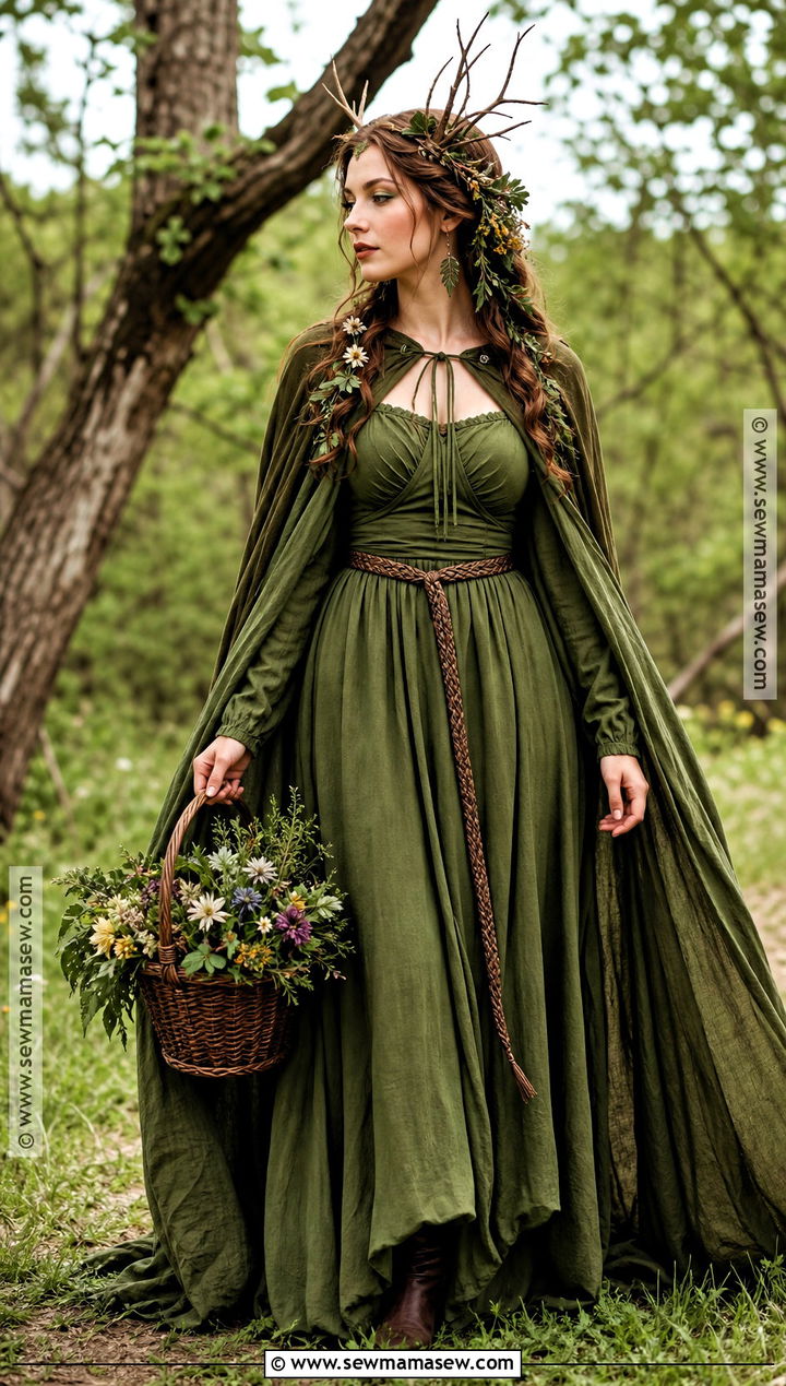 Woodland Princess Costume With Green Cape - 30 Princess Costume Ideas for Women