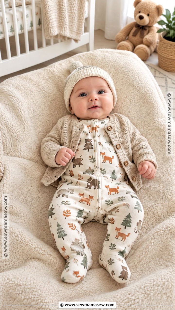 Woodland Print Sleeper Baby Boy Fall Outfit - 15 Baby Boy Fall Outfits 0-3 Months
