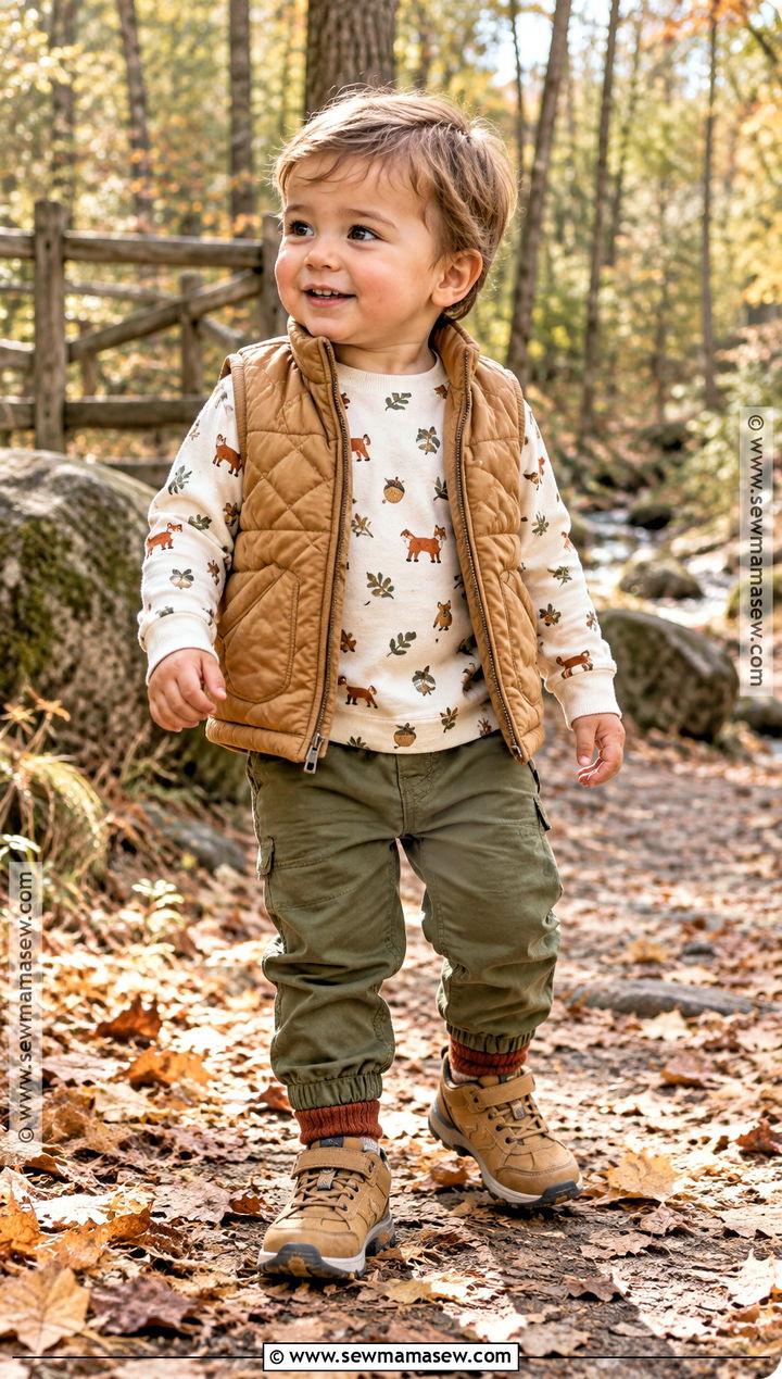 Woodland Shirt And Quilted Vest Fall Toddler Outfit - 15 fall themed toddler clothing ideas