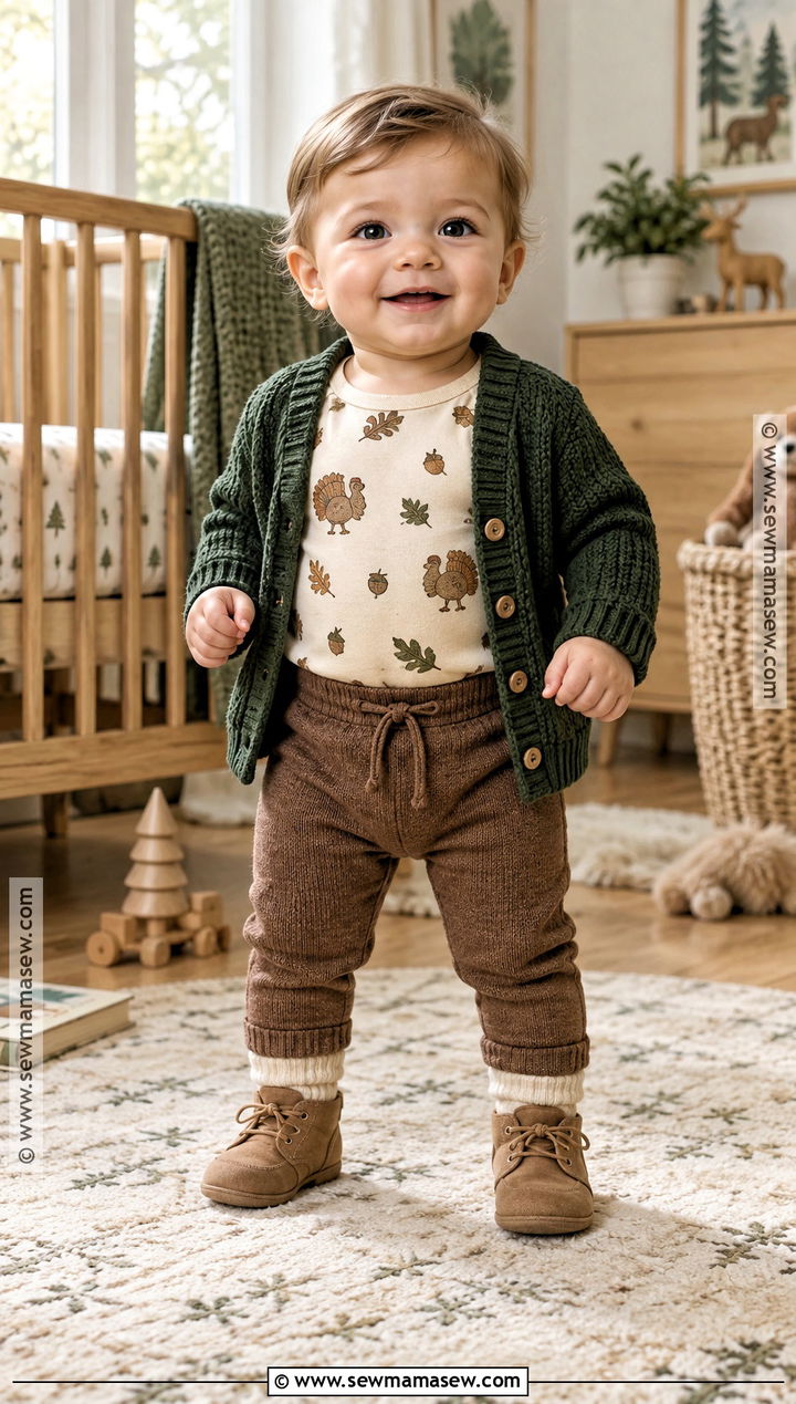 Woodland Turkey Onesie Outfit - 15 thanksgiving onesie ideas for boys