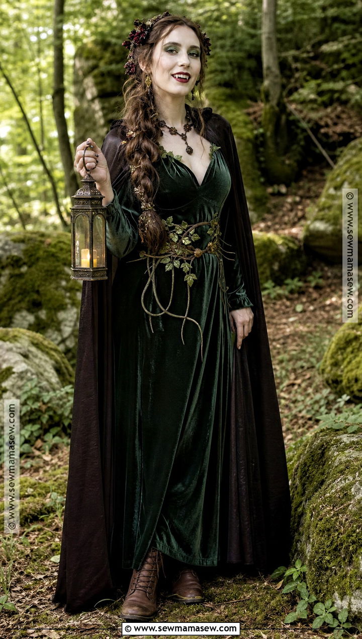 Woodland Vampire Costume With Green Velvet - 35 vampire costume ideas