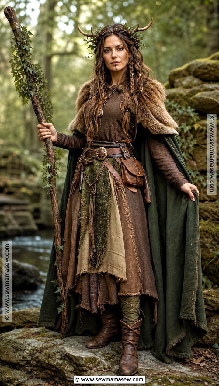 Woodland Viking Witch Costume With Antler Headpiece - 30 viking witch costume ideas