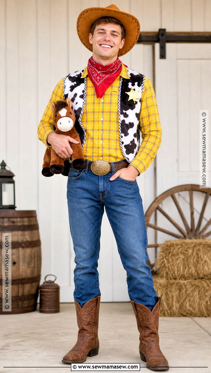 Woody Costume With Cowboy Vest - 30 Disney Characters Dress Up Ideas