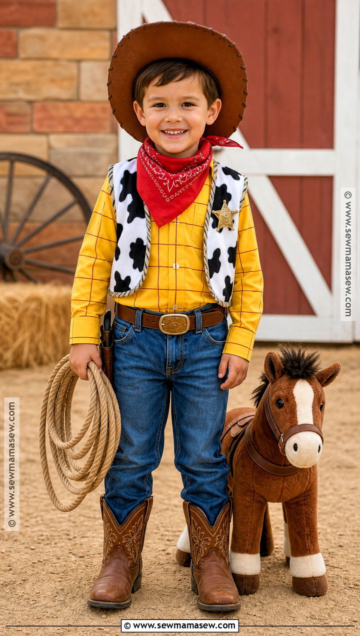 Woody Cowboy Costume With Brown Boots - 30 halloween costumes kids for boys