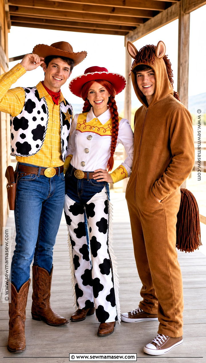 Woody Jessie And Bullseye Toy Story Group Costume - 35 toy story group costume ideas