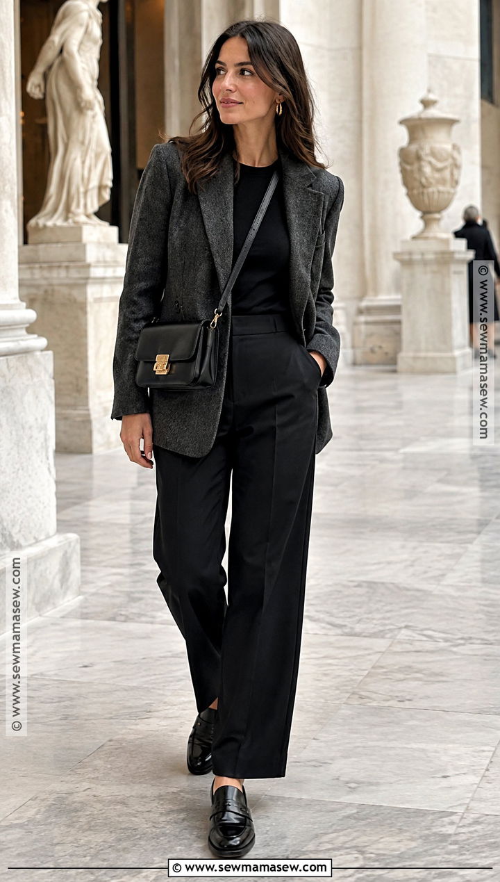 Wool Blazer With Black Trousers - 20 fall europe outfits travel wardrobe