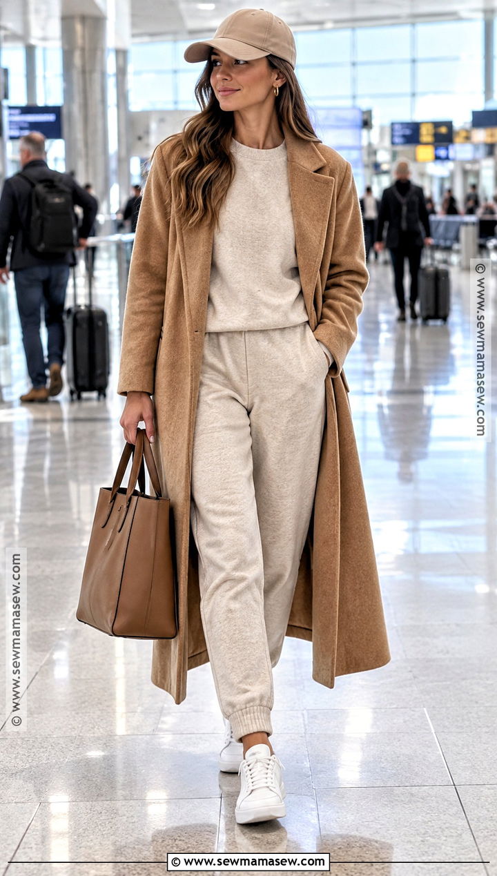 Wool Coat And Athleisure Autumn Outfit - 30 autumn outfits aesthetic