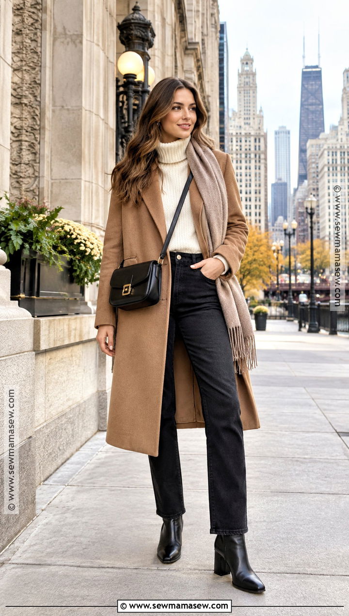 Wool Coat And Black Jeans Chicago Fall Outfit - 15 fall outfits in chicago