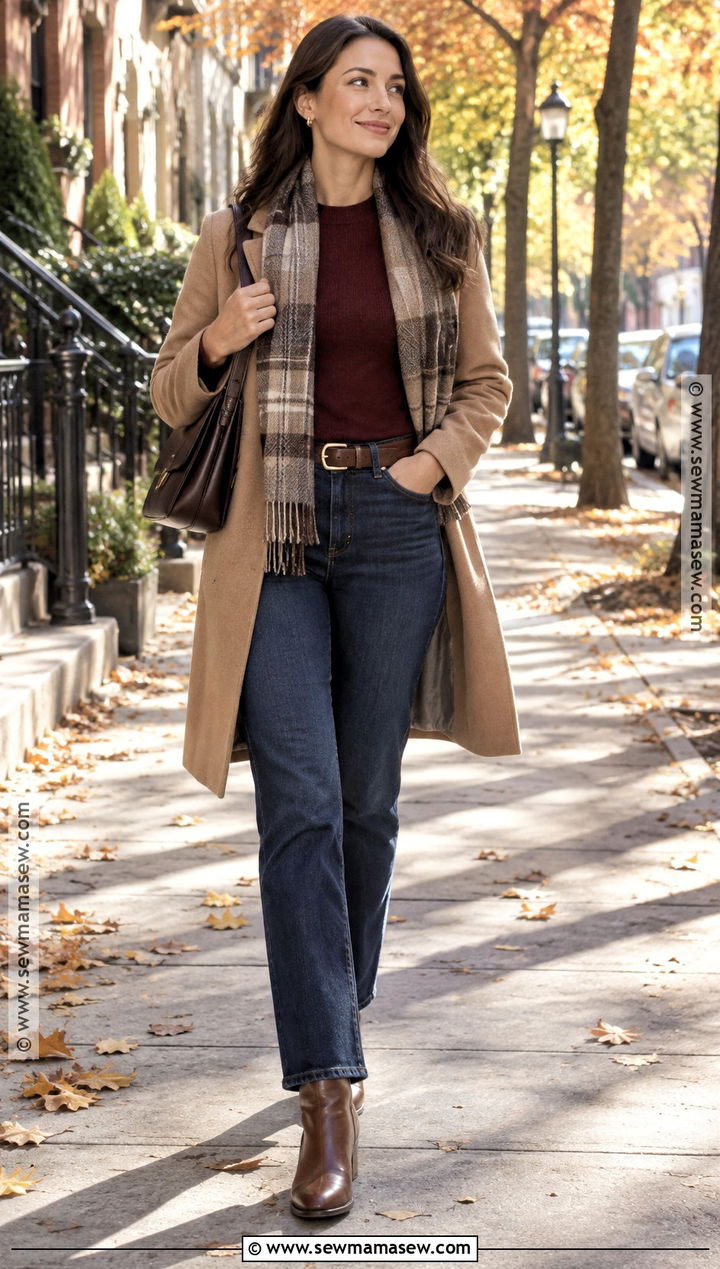 Wool Coat And Dark Jeans Fall Date Outfit - 20 fall date outfits for women